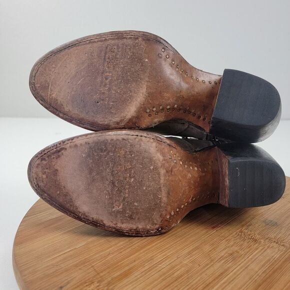 Lucchese Catalina Distessed Brown Leather Booties US 7 B Buckle Western Zip Up - Picture 11 of 14